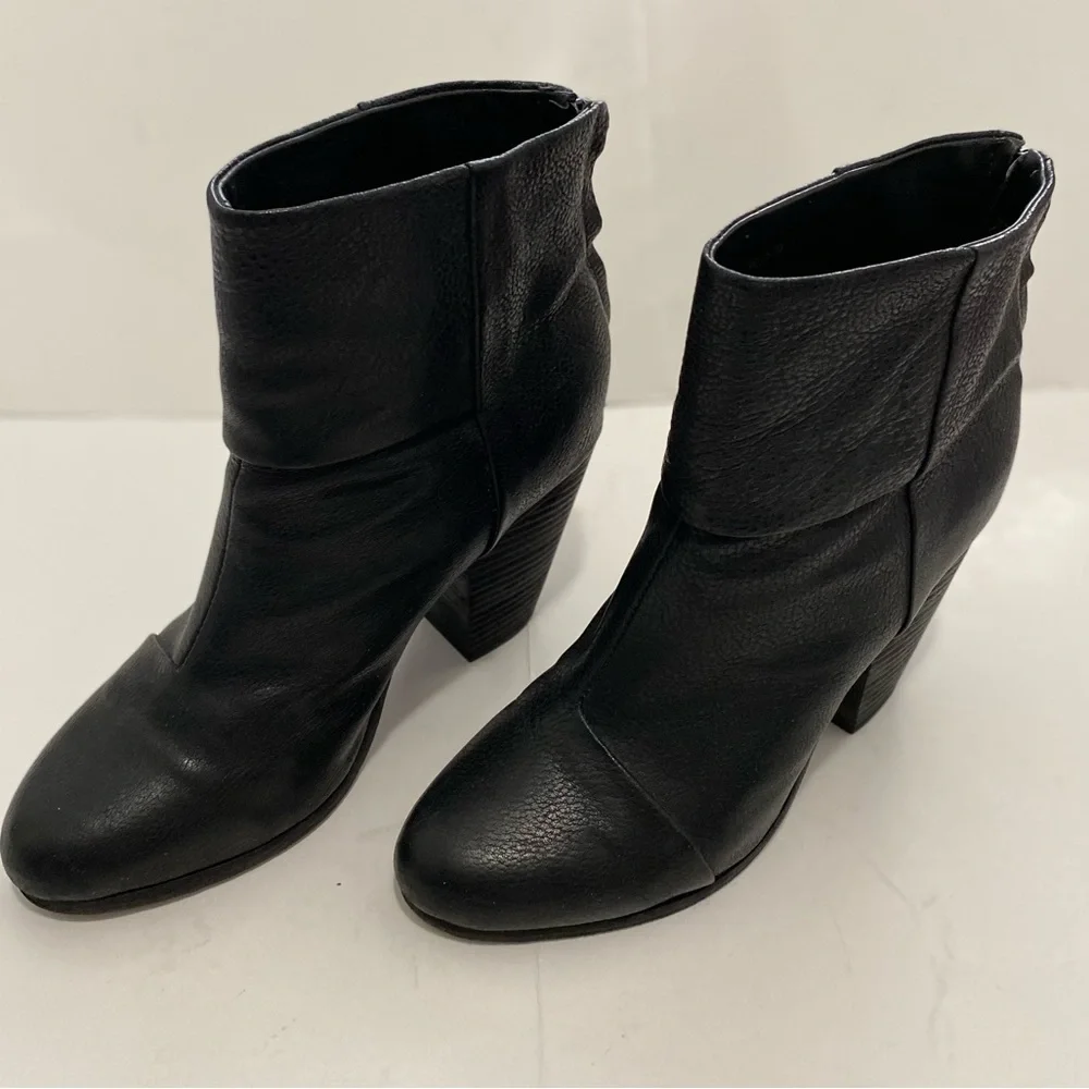 Rag&Bone Newburry Italian Black Leather Ankle Boots Size 40 - Picture 6 of 15